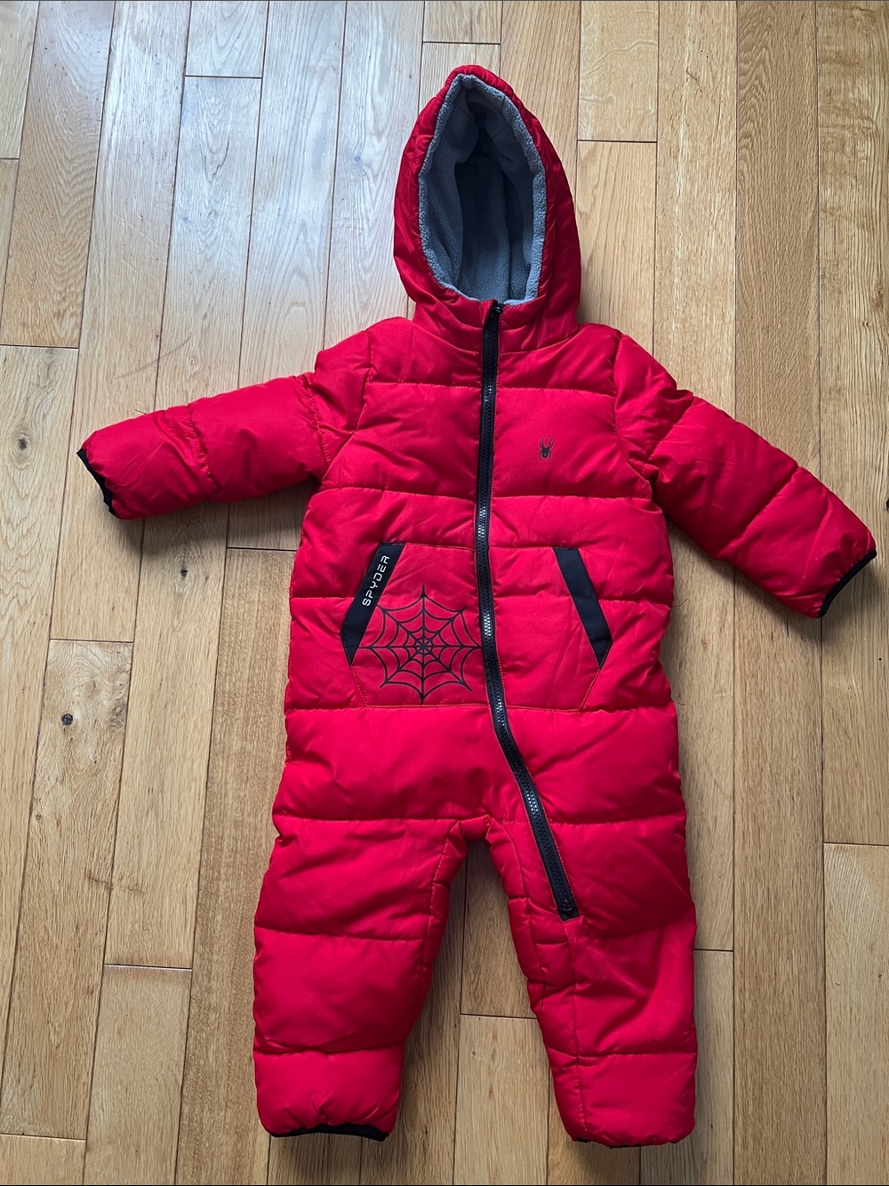 Spyder Red Snowsuit Bunting Fleece Lined Winter Apparel Full Zip mittens footsie